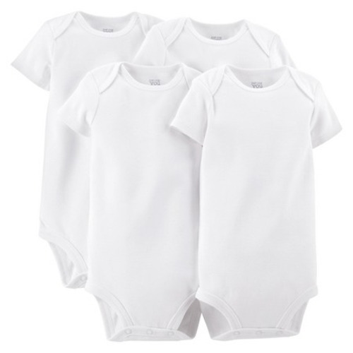 4 Pack Short-sleeve Bodysuit - White, Size: 3M