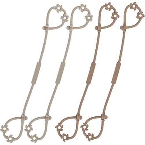 Toy Safety Straps, Food Grade Silicone Pacifier Clips Sippy Cup Strap Stretchable Adjustable for Strollers, High Chair, Cribs, Hanging Baskets, 4 Pack (Sand x2 / Light Grey x2)