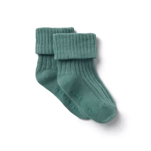 Newborn Heather Forest Baby Ribbed Fold Over Sock by Janie and Jack