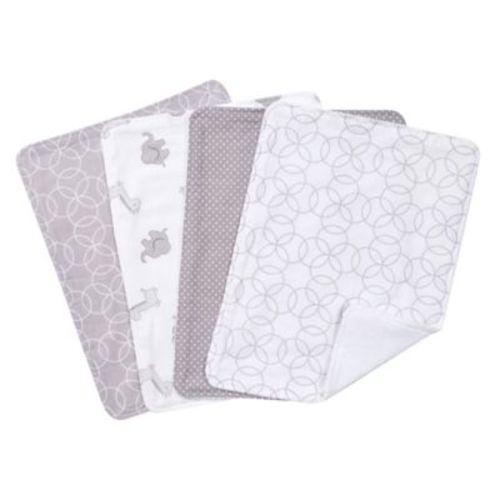 Trend Lab® 4-Pack Burp Cloth Set in Grey/White - GRAY - 4 PACK