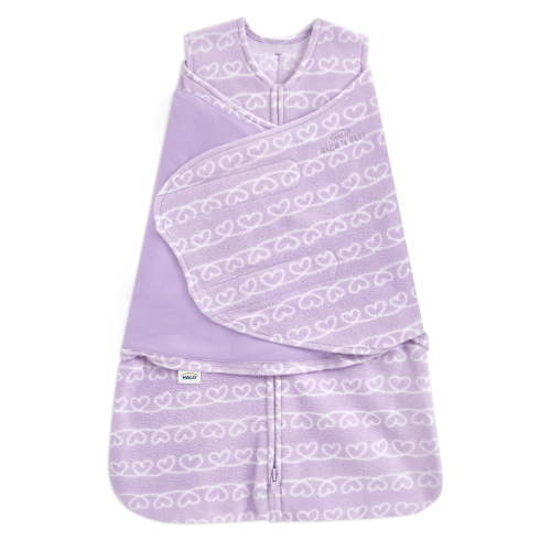 HALO SleepSack Swaddle, Micro-Fleece, Heartline, Infant Girls, Small, 0-6 Months
