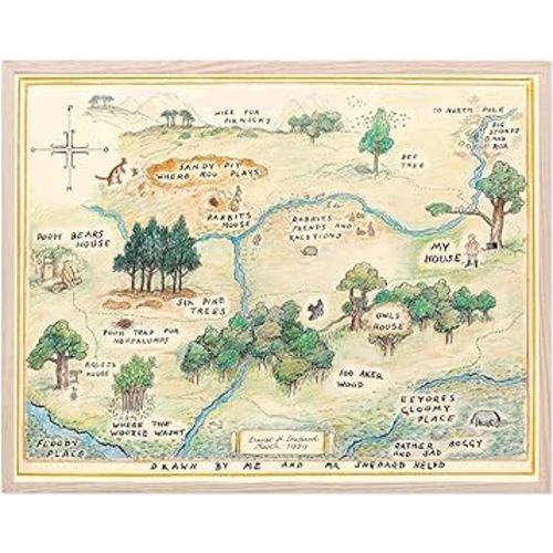 BigWig Prints Winnie the Pooh Nursery Decor - Map of the Hundred Acre Wood, Winnie the Pooh Nursery, Winnie the Pooh Wall Decor, Winnie the Pooh Poster, Winnie the Pooh Wall Art - Unframed (8x10)