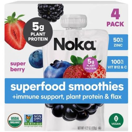 Noka Organic Superfood Smoothie Super Berry + Immune Support - 16.9oz/4pk