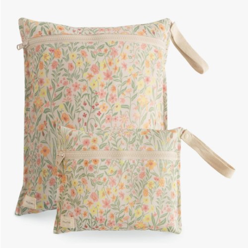 mushie Water Resistant Wet Bags for Baby Items, Pastel Blooms