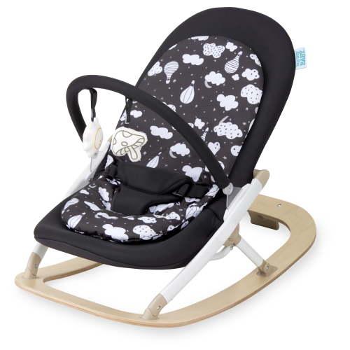 Dream On Me SleekSway Portable Rocker Chair, Black White, Adjustable Baby Bouncer