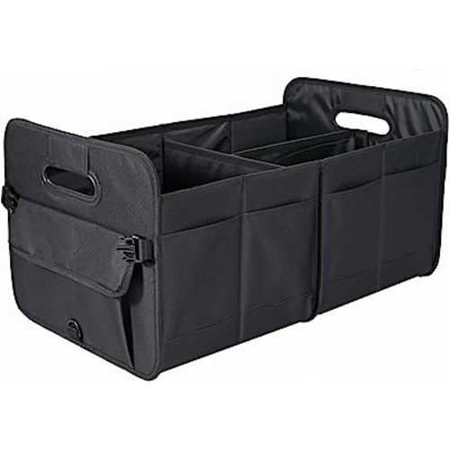 Car Trunk Organizer Car Storage Organizer Collapsible Multi Compartment Car Organizer Adjustable Straps Car Organizer for SUV(Black)