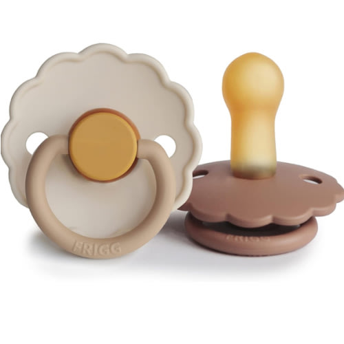 Amazon.com : FRIGG Daisy Natural Rubber Baby Pacifier | Made in Denmark | BPA-Free (Chamomile/Peach Bronze, 6-18 Months) 2-Pack : Baby