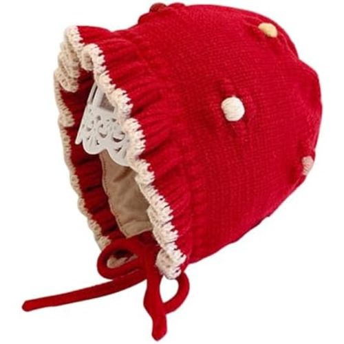 HOOLCHEAN Baby Girls Bonnet Double Layer Cotton Yarn Knitted Hat for Autumn Winter 6-24 Months