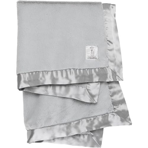 Little Giraffe Baby Blanket - Luxe Soft Blanket with Satin Trim - Baby Stroller Blanket - Newborn Baby Essentials & Baby Gifts - 29x35" - Silver