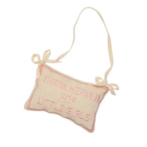 Thank Heaven Embroidered Pillow Door Hanger - Girls/ Pink - Sweet E's Children's Boutique