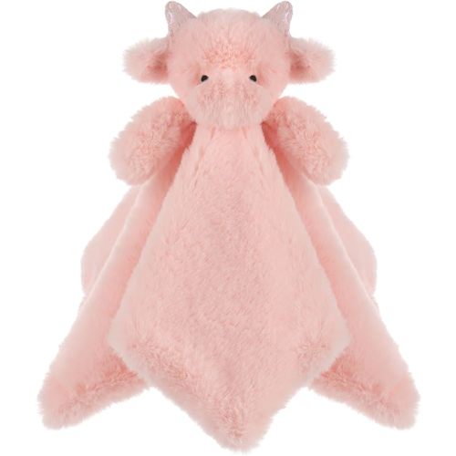 Apricot Lamb Pink Dragon Soft Loveys for Babies, Security Blanket for Baby Boy and Girl, 13.8 Inches for Infant and Toddlers