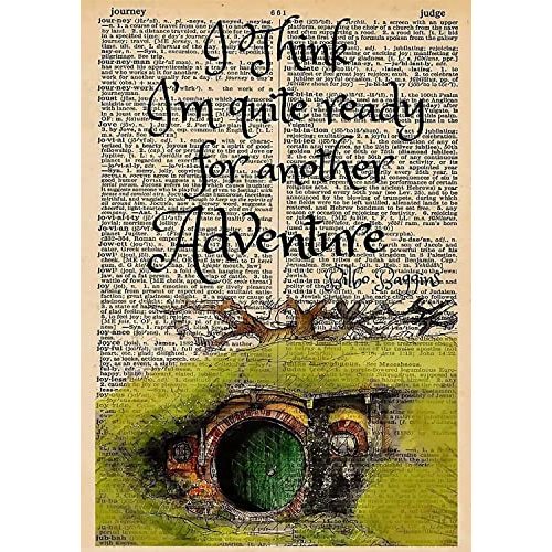 Retro Metal Tin Sign 8 X 12 Inches I Think I'm Quite Ready for Another Adventure Wall Decor for Bathroom Tin Sign Poster Lord of The Rings Quote Art Print Bilbo Baggins Adventure Anniversary Birthday