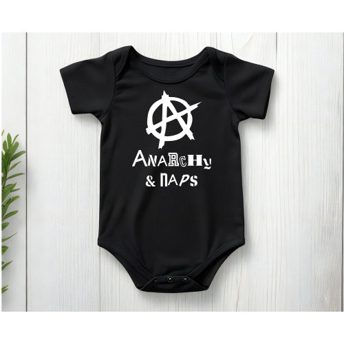 Anarchy Punk Rock Fans Baby Gift- Anarchy & Naps Baby Bodysuit- Punk Rock Inspired Baby Bodysuit Gift for Rockers, Metal Fans, Anarchist