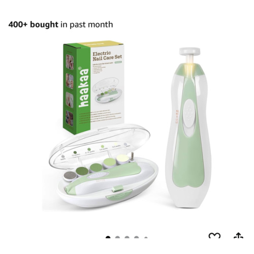haakaa Baby Nail File Electric Baby Nail Care Set with LED Light, Baby Nail Clippers for Newborn/Infants/Adults Toes and Fingernails, 6 Replacement Heads & Storage Case, Green : Amazon.com.au: Baby