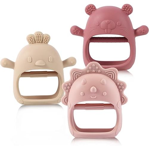 Baby Teething Toys, Teething Toys, Teethers for Babies 3-6 Months, Baby Chew Toys, BPA Free Teether Mitten with Soft Texture for Sensory Exploration and Itching Teething Relief