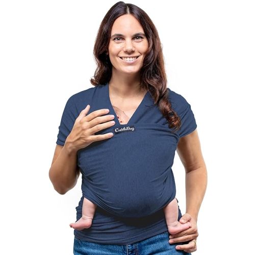 CuddleBug Baby Wrap - Hands-Free Baby Carrier Wrap - Soft & Stretchy Baby Wraps Carrier - Baby Carrier Newborn to Toddler 7-35 lbs - One-Size-Fits-All Baby Holder Wrap - Hip-Healthy Wrap (Navy)
