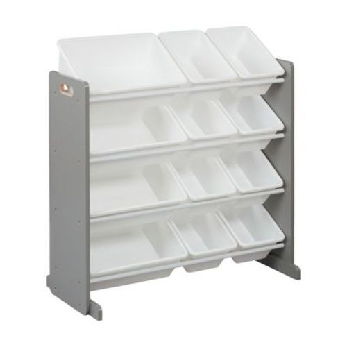 Ecr4kids 4-tier Organizer With 12 Bins, Grey/white