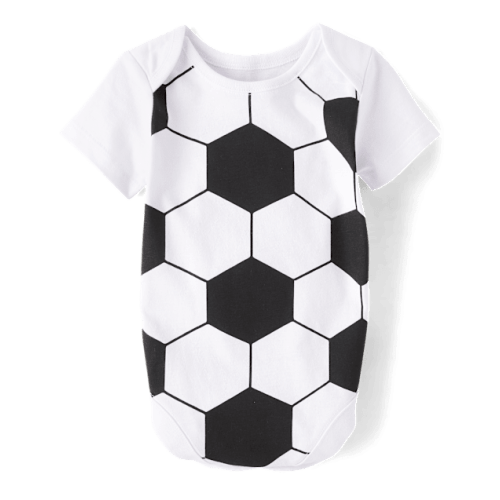 Baby Soccer Ball Graphic Bodysuit - White
