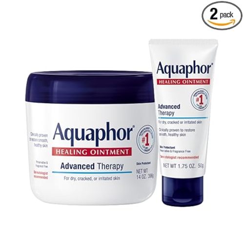 Aquaphor Healing Ointment Advanced Therapy Skin Protectant Skin Care Set, Body Moisturizer for Dry Skin, Minor Cuts and Burns, Dry Cuticles, Cracked Heels, Hands and Lips, 14 Oz Jar + 1.75 Oz Tube