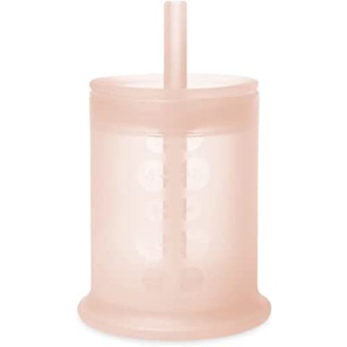 Olababy Silicone Training Cup with Straw Lid | Babies Water Drinking Cup | 6+ Mo Infant To 12-18 Months Toddler | Sippy Cup For Kids & Smoothie Cup | Baby Led Weaning (Coral, 5 oz)