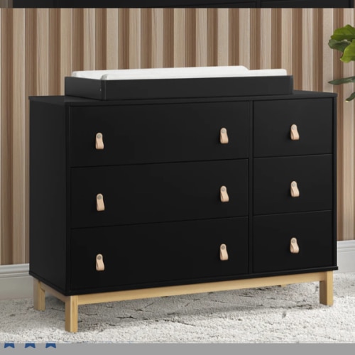 babyGap Legacy 6 Drawer Dresser with Leather Pulls and Interlocking Drawers Ebony with Natural