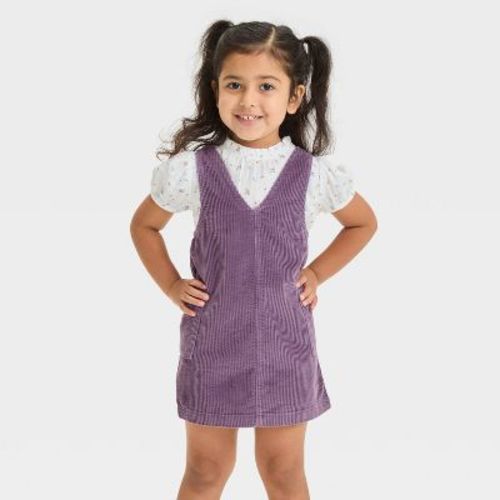 Toddler Girls' Short Sleeve Corduroy Skirtall - Cat & Jack™ Plum Purple 12m