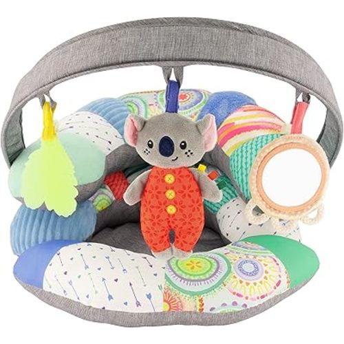 Infantino 3-in-1 Tummy Time, Sit Support & Mini Gym - Removable Toy Arch - Musical Koala Pal, Soothing Leaf Teether & Peek-and-See Mirror - for Babies, 0M+