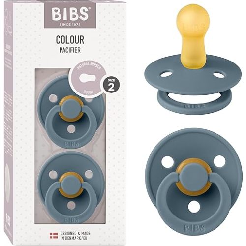 BIBS Pacifiers Colour Collection | Natural Rubber Baby Pacifier | Set of 2 BPA-Free Soothers | Made in Denmark | 6+ Months (Pack of 2) | Petrol Blue