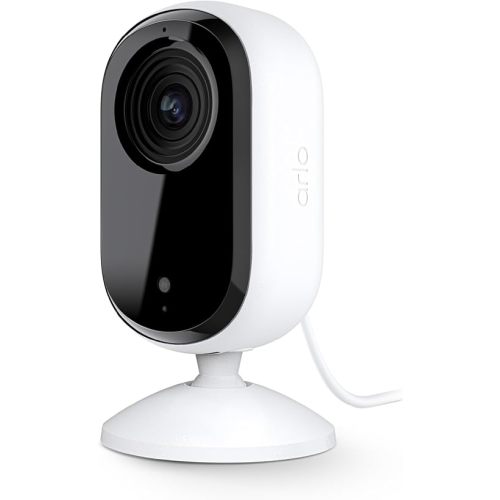 Arlo Essential Security Camera 2K | Indoor Only| 2nd Gen | Baby Monitor & Pet Camera | Wired Automated Privacy Shield, 2-Way Audio, Night Vision, Live Stream, Motion Alerts & Notifications White,1 Cam