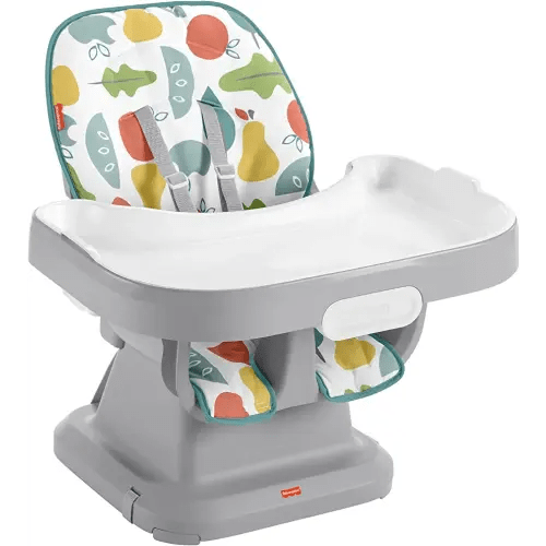 Fisher-Price Baby to Toddler High Chair SpaceSaver Simple Clean Portable Dining Seat & Booster with Washable Deep Tray & Liner, Pearfection
