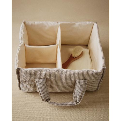 GINGHAM BABY CLOTHES ORGANIZER WITH HANDLE