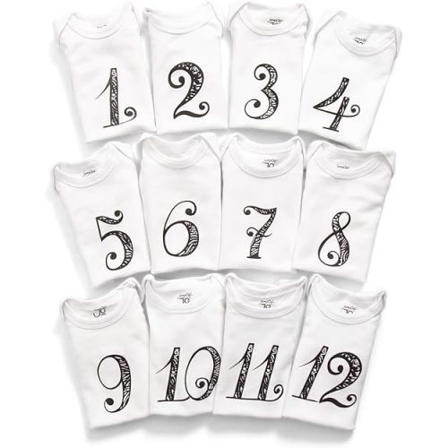 JumpOff Jo - Seize The Moment Baby Milestone Onesies, 1 Through 12 Bodysuit Set With Numbers, Newborn Essentials