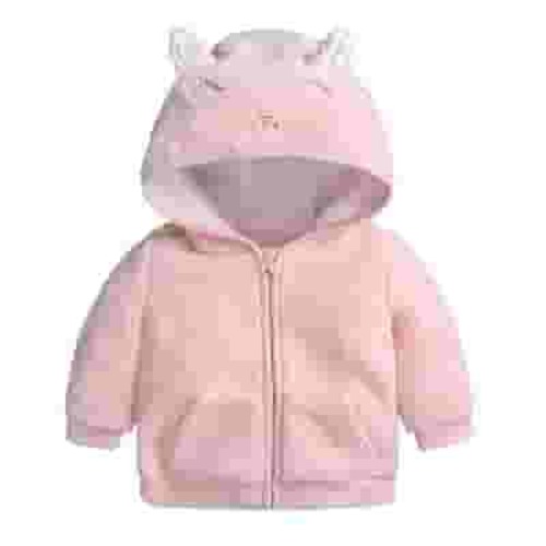 VERUGU Baby Jacket Newborn Infant Boy Girl Cute Ear Hooded Pullover Tops Warm Coat Pink 0-3 Months