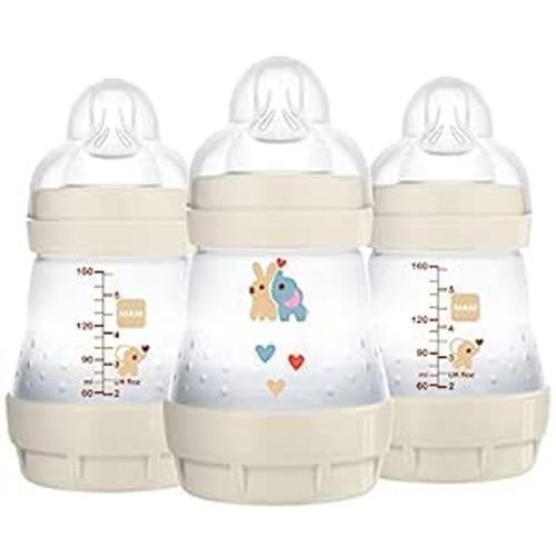 MAM Easy Start Anti Colic Baby Bottle 5 oz, Easy Switch Between Breast and Bottle, Reduces Air Bubbles and Colic, Newborn, Unisex, 3 Count (Pack of 1)