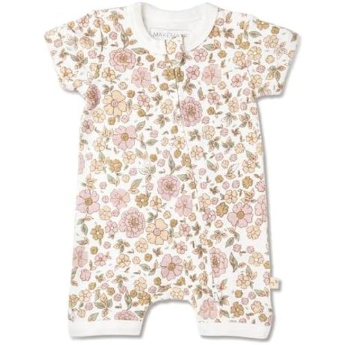 MakeMake Organics GOTS Certified Organic Cotton Infant Baby Boy Girl Unisex Organic Baby Short Romper