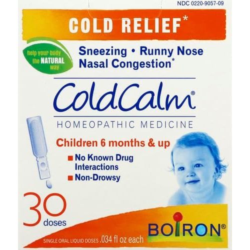 Boiron ColdCalm Baby Single-Use Drops for Relief from Cold Symptoms of Sneezing, Runny Nose, and Nasal Congestion - Sterile and Non-Drowsy Liquid Doses - 30 Count