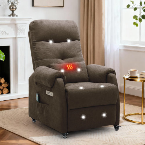 Ebern Designs Recliner Chair , Electric Recliner With Heat And Massage, Recliners With Wheels, Swivel Recliner With Usb Ports, Side Pockets & Reviews | Wayfair