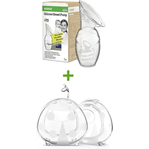 haakaa Manual Breast Pump 4oz/100ml and Ladybug Breast Milk Collector 2 oz/75 ml,2 pk Combo