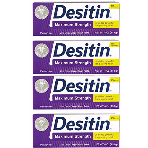 Desitin Diaper Rash Paste, Maximum Strength, 4 Ounces (Pack of 4)