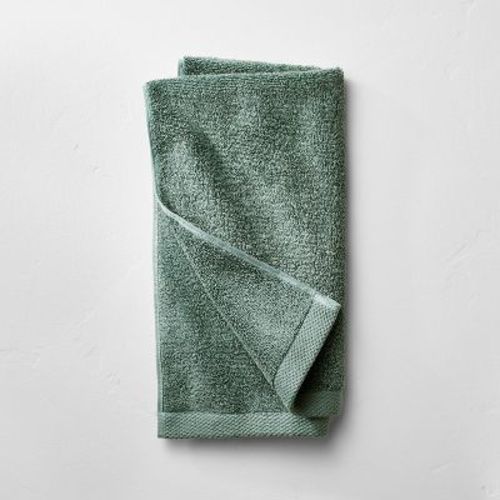 Organic Hand Towel Dark Teal Blue - Casaluna™: 100% Organic Cotton, Dobby Weave, Fade-resistant, 550-800 Gsm