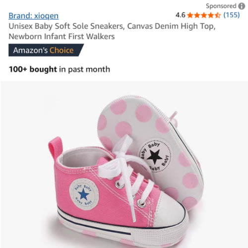 Unisex Baby Soft Sole Sneakers, Canvas Denim High Top, Newborn Infant First Walkers
