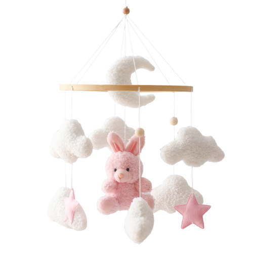 Baby Nursery Decor Delightful Mobile Crib Hanger Plush Teddy Bear Promote Hand Eye Coordination