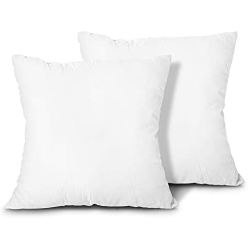 Edow Throw Pillow Inserts, Set of 2 Lightweight Down Alternative Polyester Pillow, Couch Cushion, Sham Stuffer, Machine Washable. (White, 20x20)