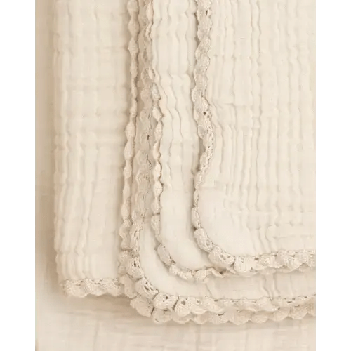 Soft, Heirloom Lace Baby Blanket | IVORY