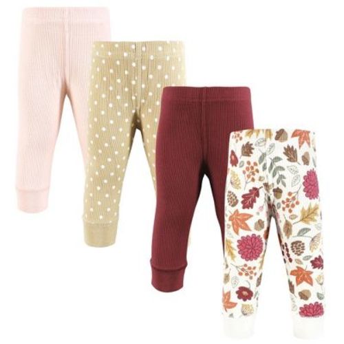 Hudson Baby Infant Girl Thermal Tapered Ankle Pants 4pk, Acorn Botanical, 3-6 Months