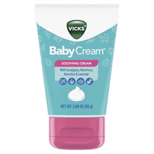 Vicks Baby Cream, Soothing Non-Medicated Vapor Cream for Babies with Aloe Vera, 3 Oz