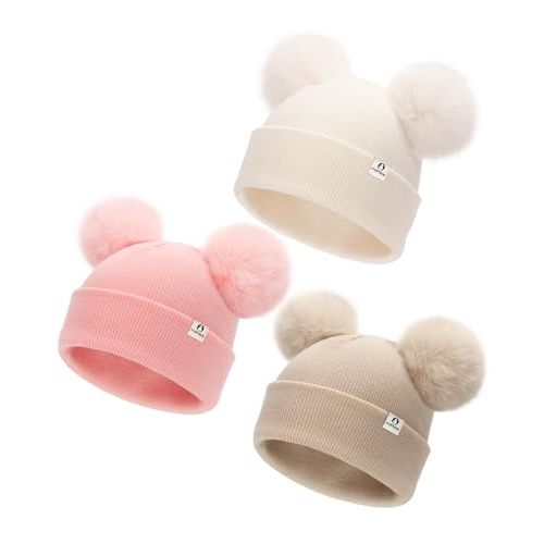 FURTALK Baby Beanie Infant Newborn Toddler Winter Hat Double Pom Pom Warm Knit Cap for Girls Boys