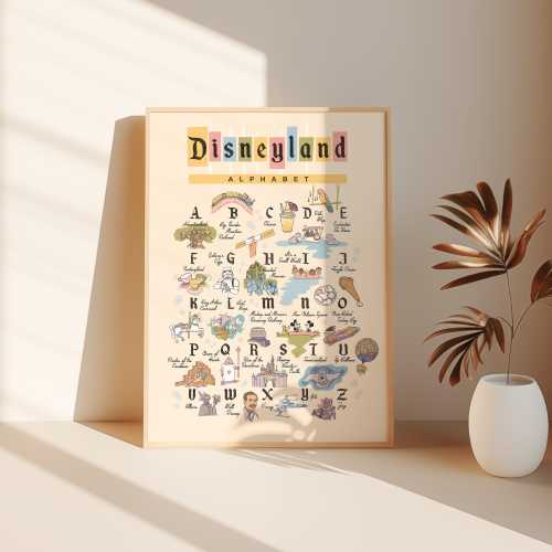 Disneyland Alphabet 16x20 Art Print Poster - art wall hanging home decor decoration print design