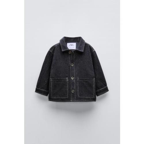 TOPSTITCHED TWILL OVERSHIRT