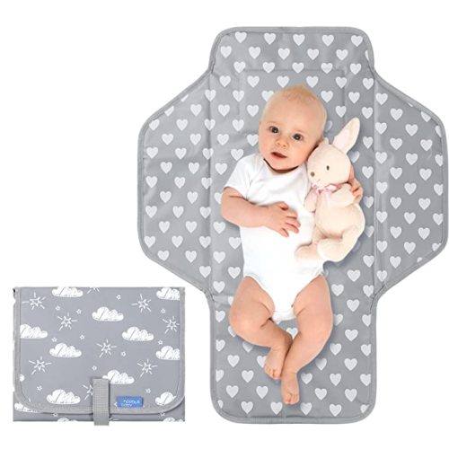 Baby Portable Changing Pad Travel - Waterproof Compact Diaper Changing Mat with Built-in Pillow - Lightweight & Foldable Changing Station, Newborn Shower Gifts
